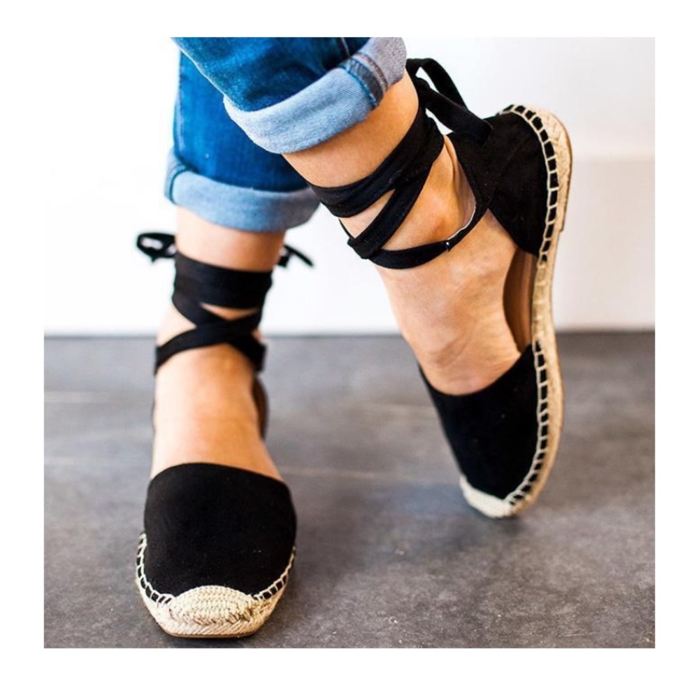 AS SEEN ON GOOP black lace up espadrilles